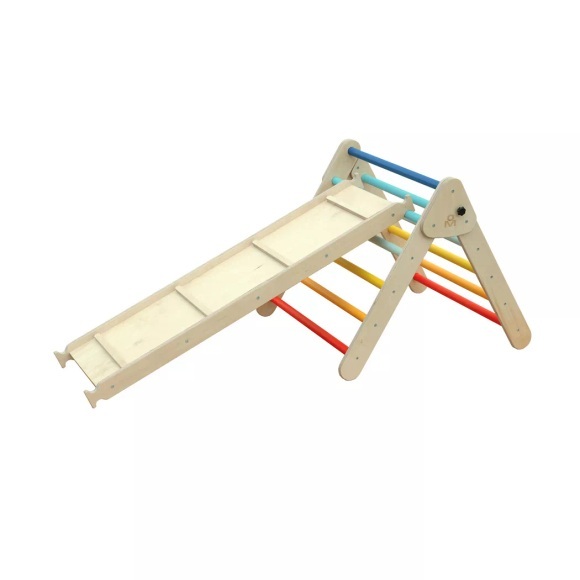 Montessori - Kletterdreieck + doppelseitiges Brett ? Hell, One Size, Multicolor