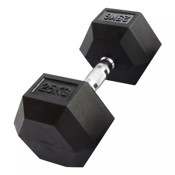 Sechseckige Hantel Aus Gummi | Mehrere Gewichte Unisex Schwarz 25KG
