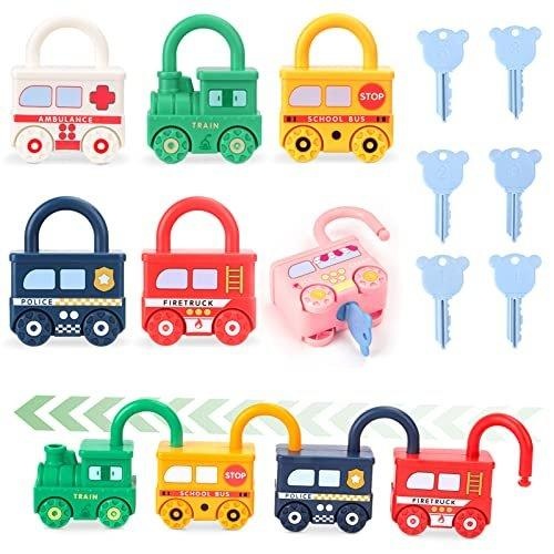 Schloss mit Schlüssel Baby Spielzeug ab 2 3 4 5 Jahre - Motorikspielzeug Busy Board Baby Sensorik Multicolor