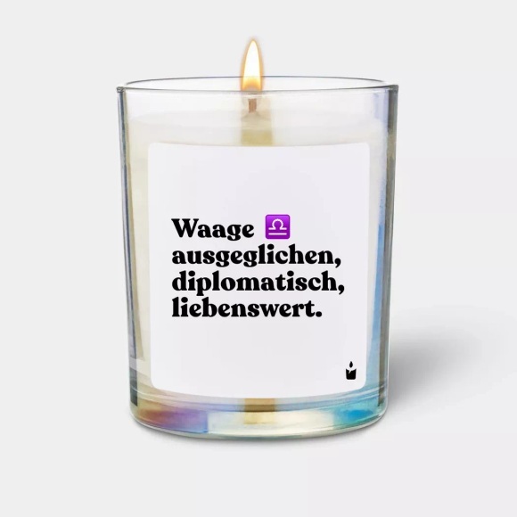 CandleHand - Duftkerze Woody Waage - ausgeglichen, diplomatisch, liebenswert., One Size, Transparent