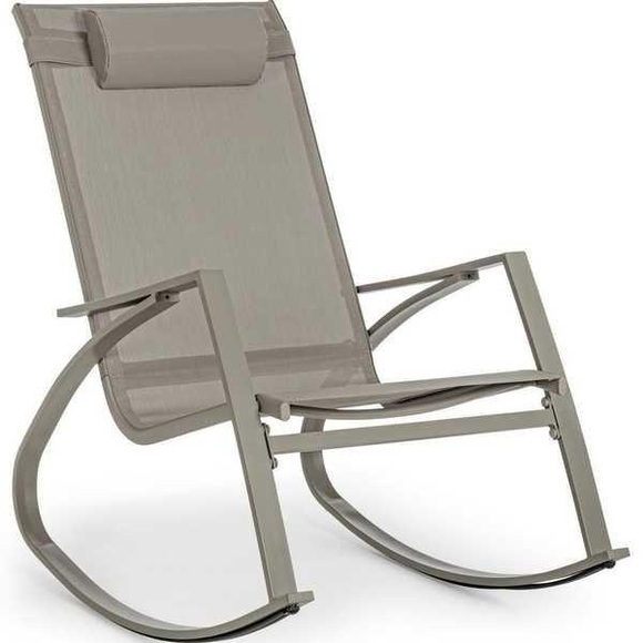 Garten Schaukelstuhl Demid mit Nackenstütze taupe
