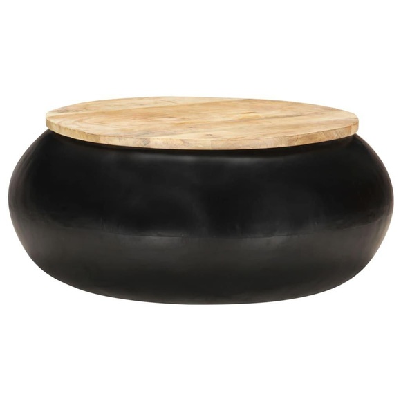 vidaXL Couchtisch Schwarz 68x68x30 cm Massivholz Mango