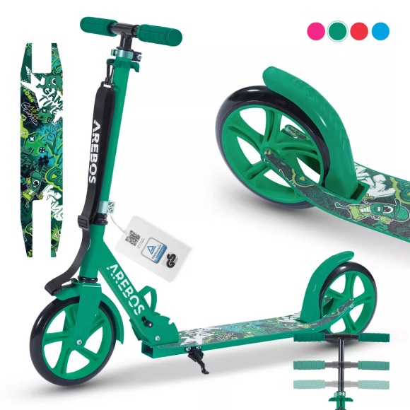 Arebos - Tretroller Kickroller Cityroller Kinderroller Erwachsene Scooter Grün, One Size