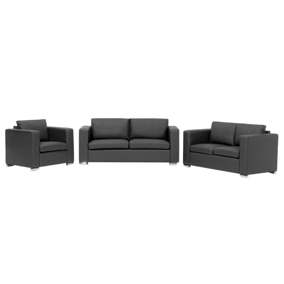 Beliani - Wohnzimmer Set aus Spaltleder Industriell HELSINKI, One Size, Schwarz
