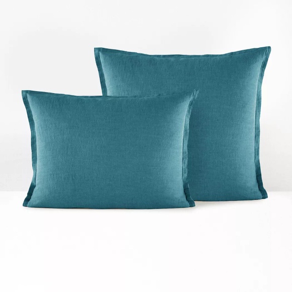 La Redoute Intérieurs - Kissen- und Nackenrollenbezug Linot aus vorgewaschenem Leinen, 63X63CM, Blau