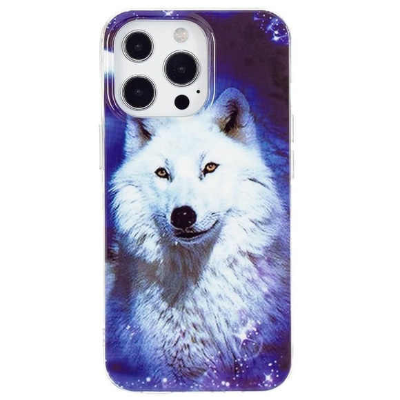 iPhone 15 Pro Max - Nachtleuchtende Silikon Hülle Wolf