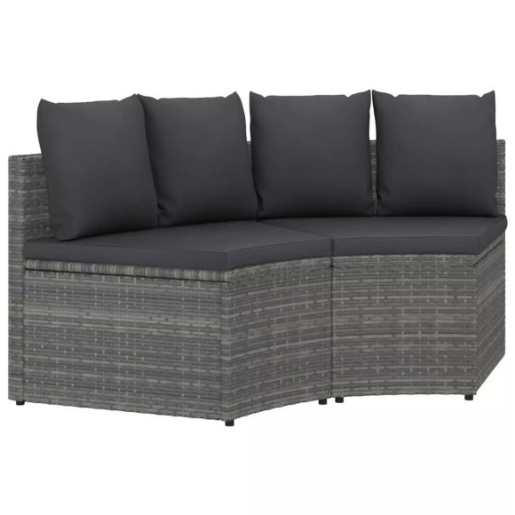 vidaXL 2-tlg. Garten-Sofagarnitur mit Auflagen Poly Rattan Grau