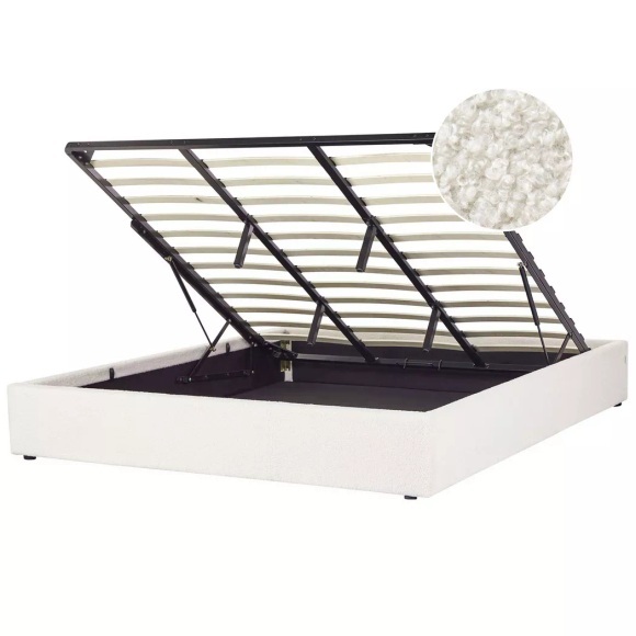Bett mit Lattenrost aus Bouclé Modern DINAN Bett mit Lattenrost aus Bouclé Modern DINAN