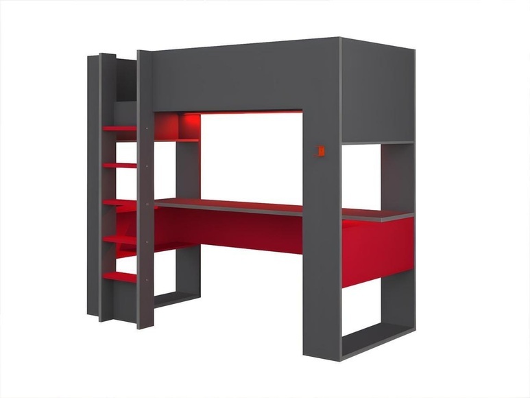 Hochbett mit GamingSchreibtisch Stauraum mit LEDs NOAH Hochbett mit GamingSchreibtisch Stauraum mit LEDs NOAH