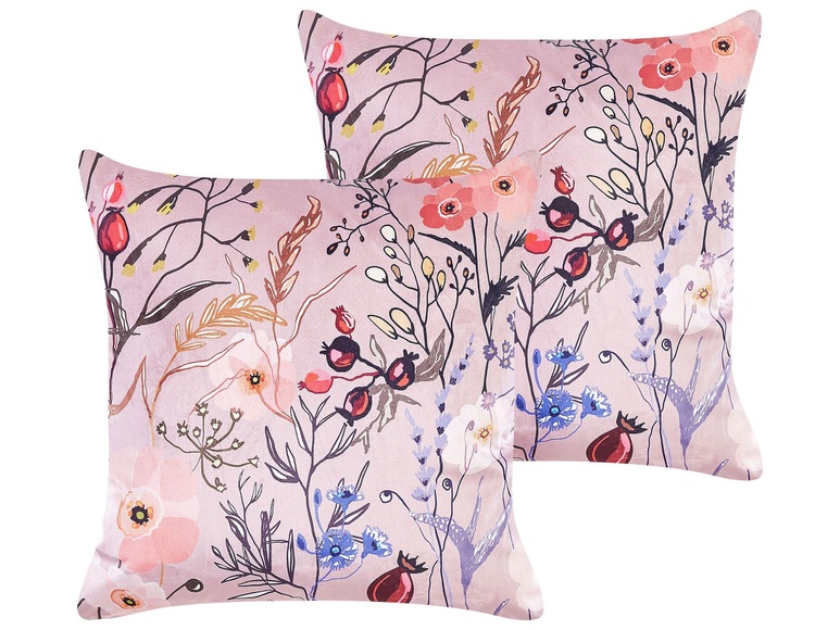 Kissen 2er Set aus Samtstoff Modern ANEMONES Kissen 2er Set aus Samtstoff Modern ANEMONES