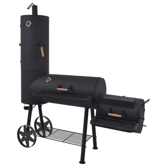 Holzkohle Grill und Smoker mit Ablage Schwarz Heavy XXL