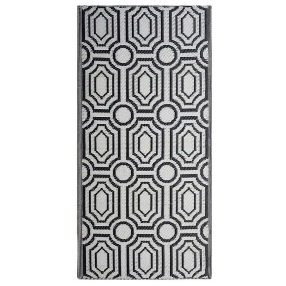 Beliani Outdoor Teppich schwarz 90 x 180 cm zweiseitig BIDAR