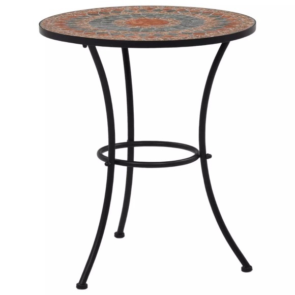 Mosaik-Bistrotisch Orange / Grau 60 cm Keramik