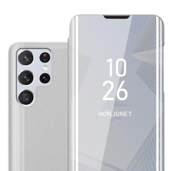Hülle für Samsung Galaxy S22 ULTRA Spiegel Standfunktion 360 Grad Schutz