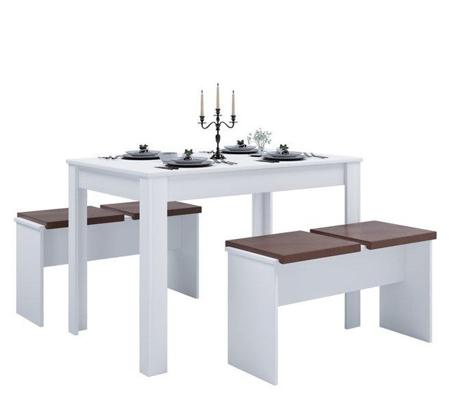 MID.YOU Tischgruppe in holzwerkstoff weiss , Esal Xxl , 75x70 cm , melaminharzbeschichtet,Nachbildung , 000657017603