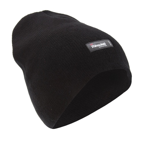 Plain Thinsulate Winter Thermo-strickmütze (3m 40g) Herren Schwarz ONE SIZE