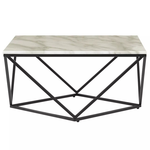 Beliani Couchtisch weiss/schwarz Marmor Optik MALIBU