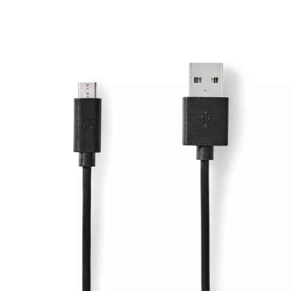 USB-Kabel | USB 2.0 | USB-A-Stecker | USB-Micro-B-Stecker | 10 W | 480 Mbps | Vernickelt | 0,50 m | Rund | PVC | Schwarz | Etikett