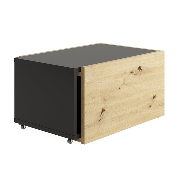 FMD Ausziehbarer Couchtisch Artisan-Eiche und Schwarz
