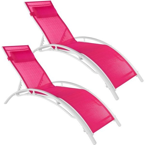 2 Gartenliegen aus Aluminium, 5-stufig 2 Gartenliegen aus Aluminium, 5-stufig