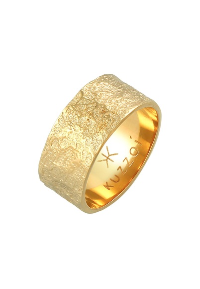 Ring Bandring Organic Struktur 925 Silber Unisex Gold 64mm