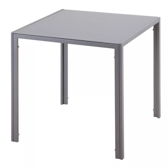 Northio - Esstisch Esszimmertisch Quadratischer Küchentisch Für 4 Personen, Wohnzimmertisch Mit Tischplatte Aus Hartglas, Für Küche, Esszimmer, Grau, 75x75cm