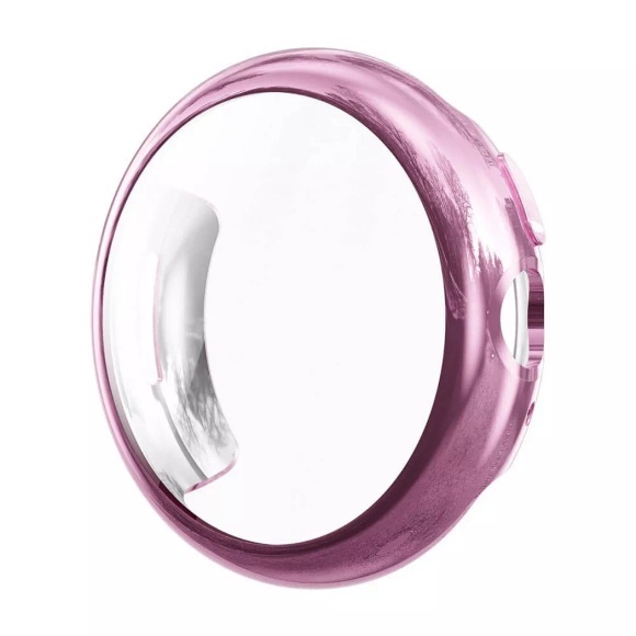 Cover-Discount - Google Pixel Watch 3 45mm Gummi Schutz Case Metall-Look, Pink,