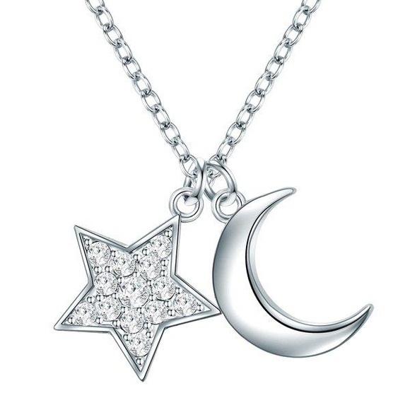 Kette Mit Anhänger Sterling Silber Verziert Mit Kristallen Von Swarovski® Weiß Damen Silber 42cm