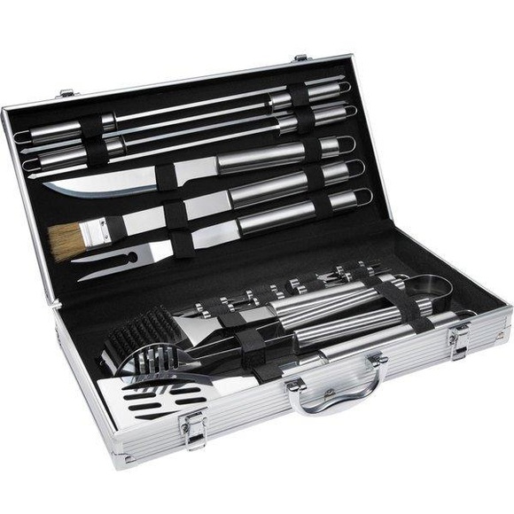 Grillbesteck Aus Edelstahl 18-tlg. Unisex Grau