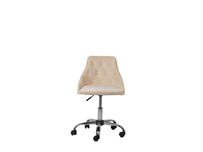 Beliani Arbeitshocker mit Rollen beige Samtstoff PARRISH