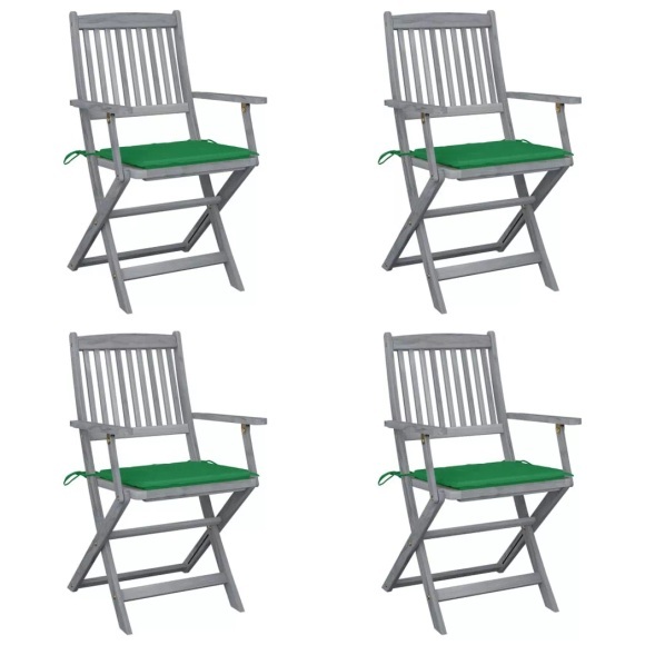 vidaXL Klappbare Gartenstühle 4 Stk. mit Sitzkissen Massivholz Akazie