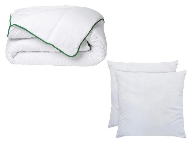 Set Bettdecke Temperiert 220 X 240 Cm + 2 Kopfkissen 60 X 60 Cm - Milbenabweisend - Azylia Unisex Weiss ONE SIZE