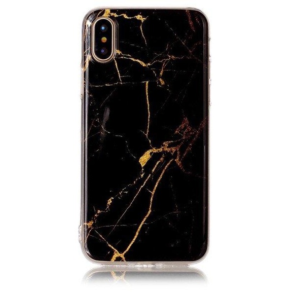 iPhone Xs / X - Softes Silikon Gummi Case black Marble