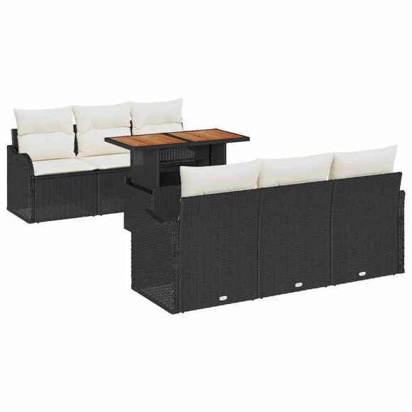 VidaXL - Garten-sofa-set poly-rattan, One Size, Schwarz