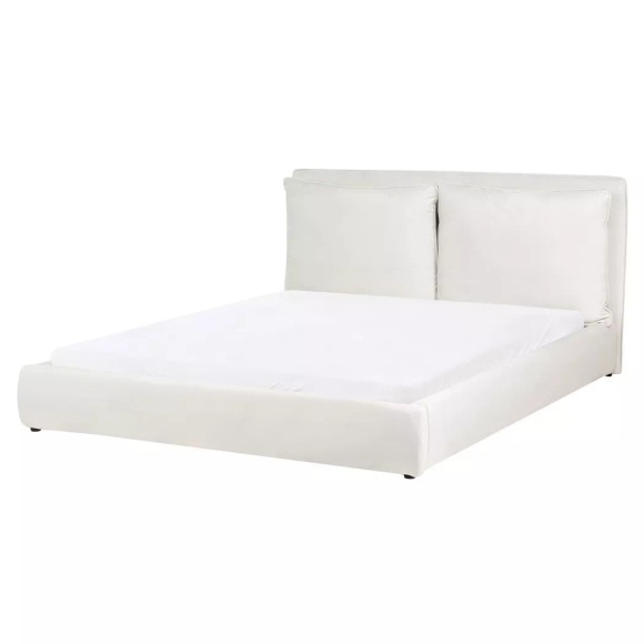 Beliani - Bett mit Lattenrost aus Samtstoff  BAJONNA, 160X200CM, Schneeweiss