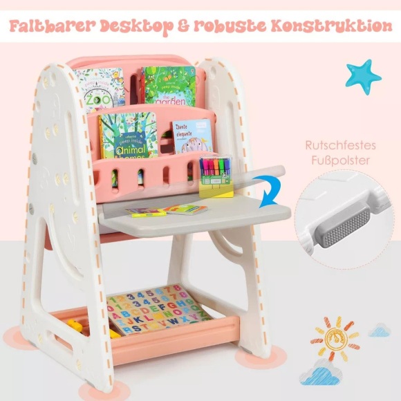 Northix - 2 in 1 Kinder-Kunststaffelei Doppelseitige Magnetische Tafel und Kinderbuchständer Orange