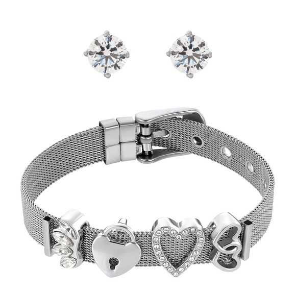 Set Milanaise Silberfarbend Damen