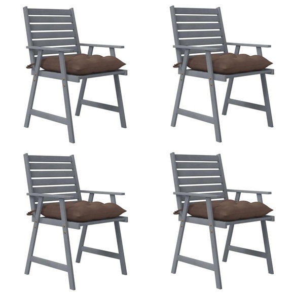 vidaXL Garten-Essstühle mit Kissen 4 Stk. Massivholz Akazie