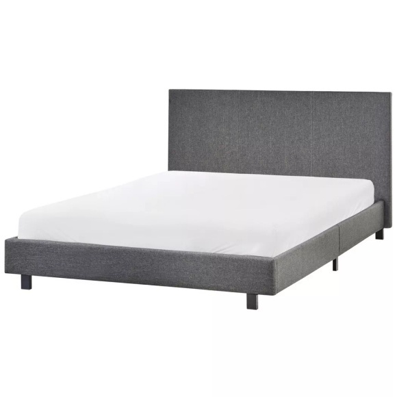 Beliani - Bett mit Lattenrost aus Stoff  ALBI, 140x200 cm, Taubengrau