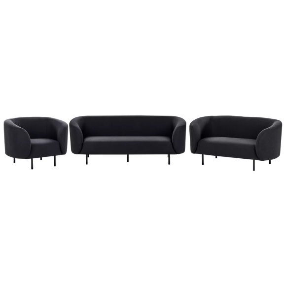 Wohnzimmer Set aus Polyester Klassisch LOEN Wohnzimmer Set aus Polyester Klassisch LOEN