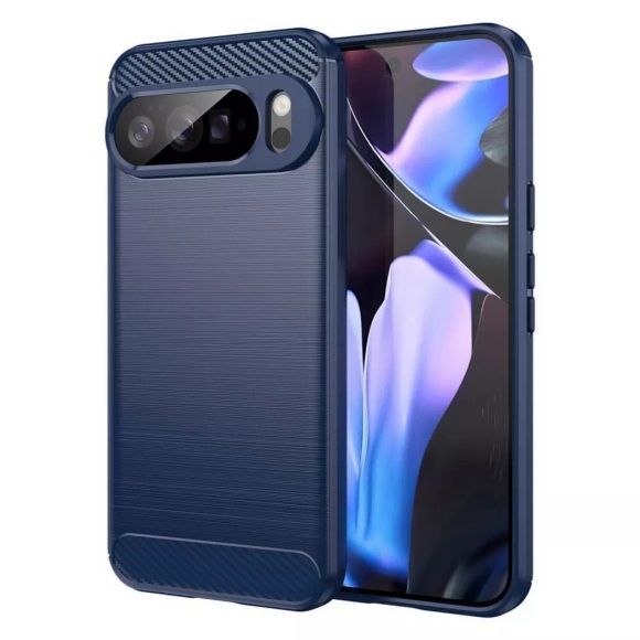 Cover-Discount - Google Pixel 10 Pro XL Metall Carbon Look Hülle, Blau