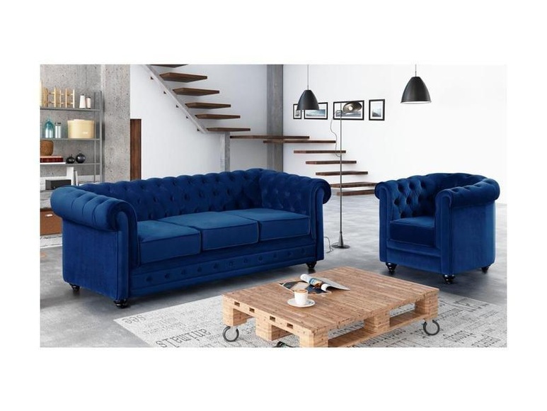 Couchgarnitur 3+1 CHESTERFIELD Samt Couchgarnitur 3+1 CHESTERFIELD Samt