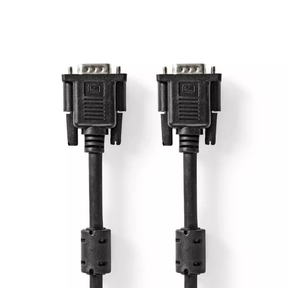 VGA-Kabel | VGA-Stecker | VGA-Stecker | Vernickelt | Maximale Auflösung: 1280x768 | 5,00 m | Rund | ABS | Schwarz | Etikett