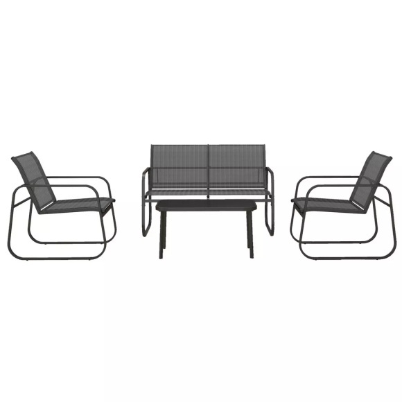 Northio - Gartenmöbel-Set 4-tlg. Gartengarnitur mit 1 Zweisitzer 2 Stühlen 1 Couchtisch Balkonmöbel-Set aus Mesh Schwarz für Terrasse & Garten, One Size