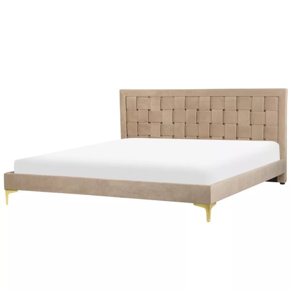 Bett mit Lattenrost aus Samtstoff Modern LIMOUX Bett mit Lattenrost aus Samtstoff Modern LIMOUX