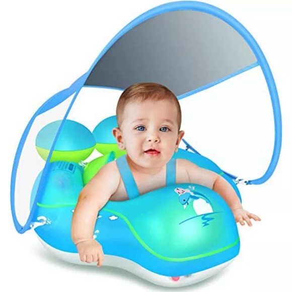 Schwimmring Baby mit Abnehmbarem Sonnendach, Baby Float Aufblasbare Schwimmreifen Baby für Baby ab Multicolor