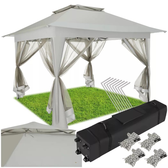 Faltpavillon 4 abnehmbare Seitenteile aus Moskitonetz Faltpavillon 4 abnehmbare Seitenteile aus Moskitonetz