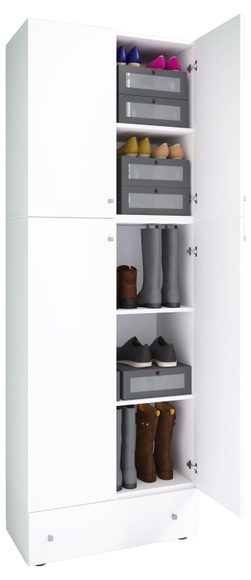 MID.YOU Schuhschrank 70/200/39 cm , Lona Xxl , Weiss , Kunststoff , 70x200x39 cm , melaminharzbeschichtet,Nachbildung , 000657007642
