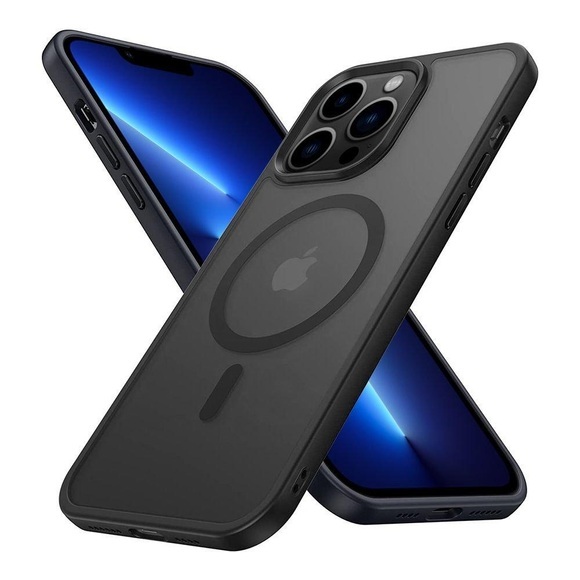 Hülle für Apple iPhone 13 PRO in SCHWARZ für MagSafe - Hybrid Schutzhülle mit TPU Silikon-Rand und stabiler Rückseite
