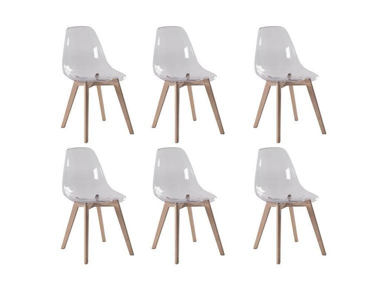 Stuhl 6erSet AUDRA Polycarbonat Buche Transparent Stuhl 6erSet AUDRA Polycarbonat Buche Transparent
